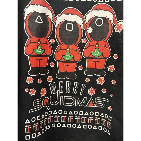 Merry Squidmas Christmas Sweater Crewneck Sweatshirt Mens 3X Gildan Black‎ - Picture 5 of 7